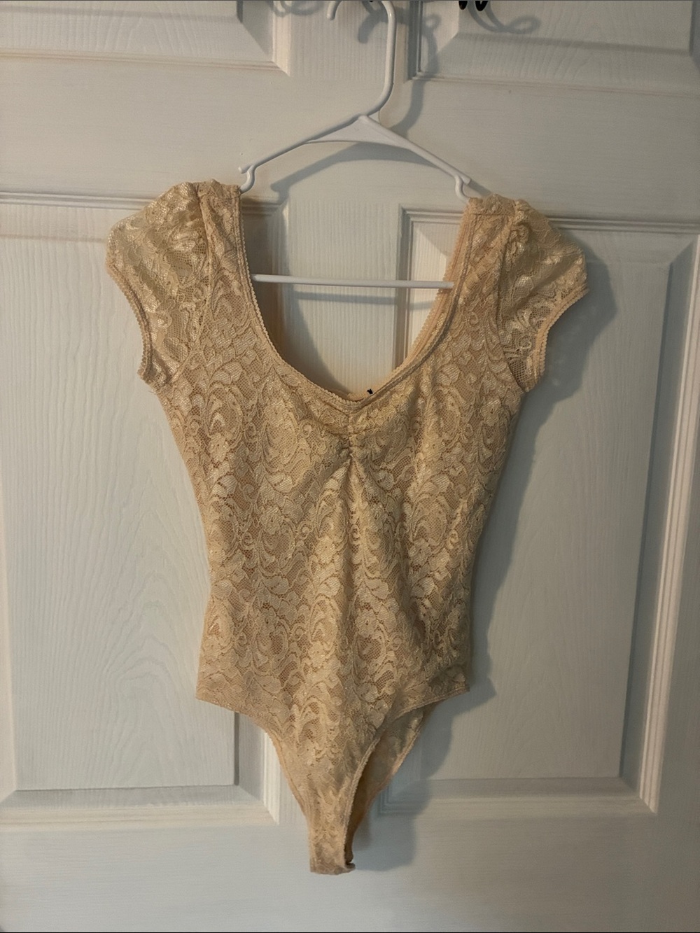 Bali Cream Lace Cap Sleeve Bodysuit